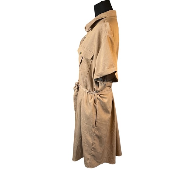 Pretty garden- Stylish Tan Button-Up Shirt Dress XXL NWT - Picture 7 of 12